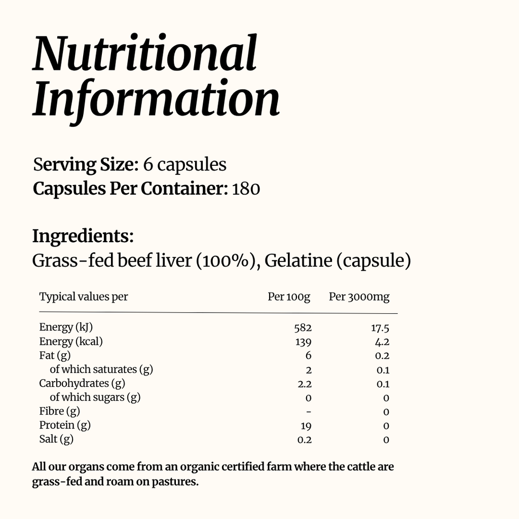 Grass-Fed Grass-Finished Beef Liver Capsules