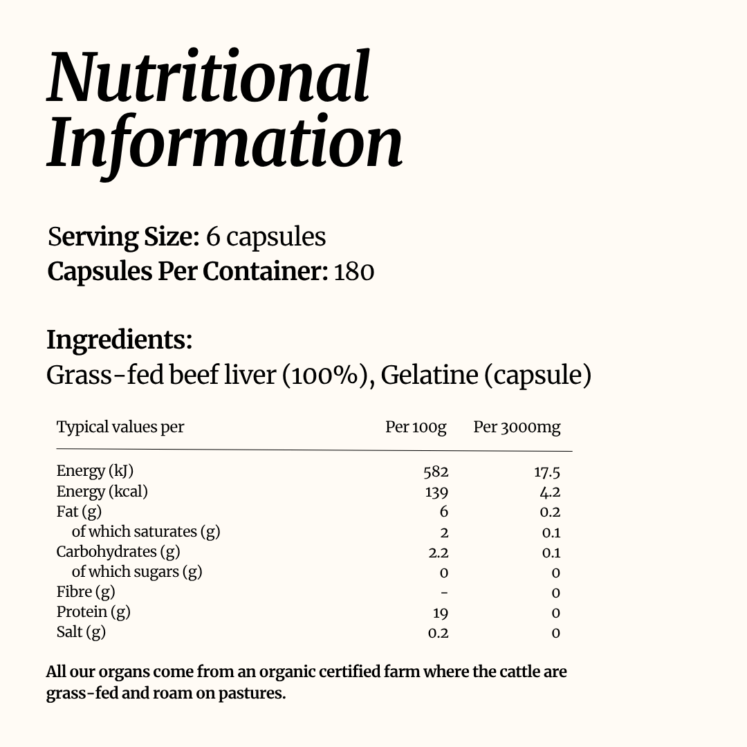 Grass-Fed Grass-Finished Beef Liver Capsules